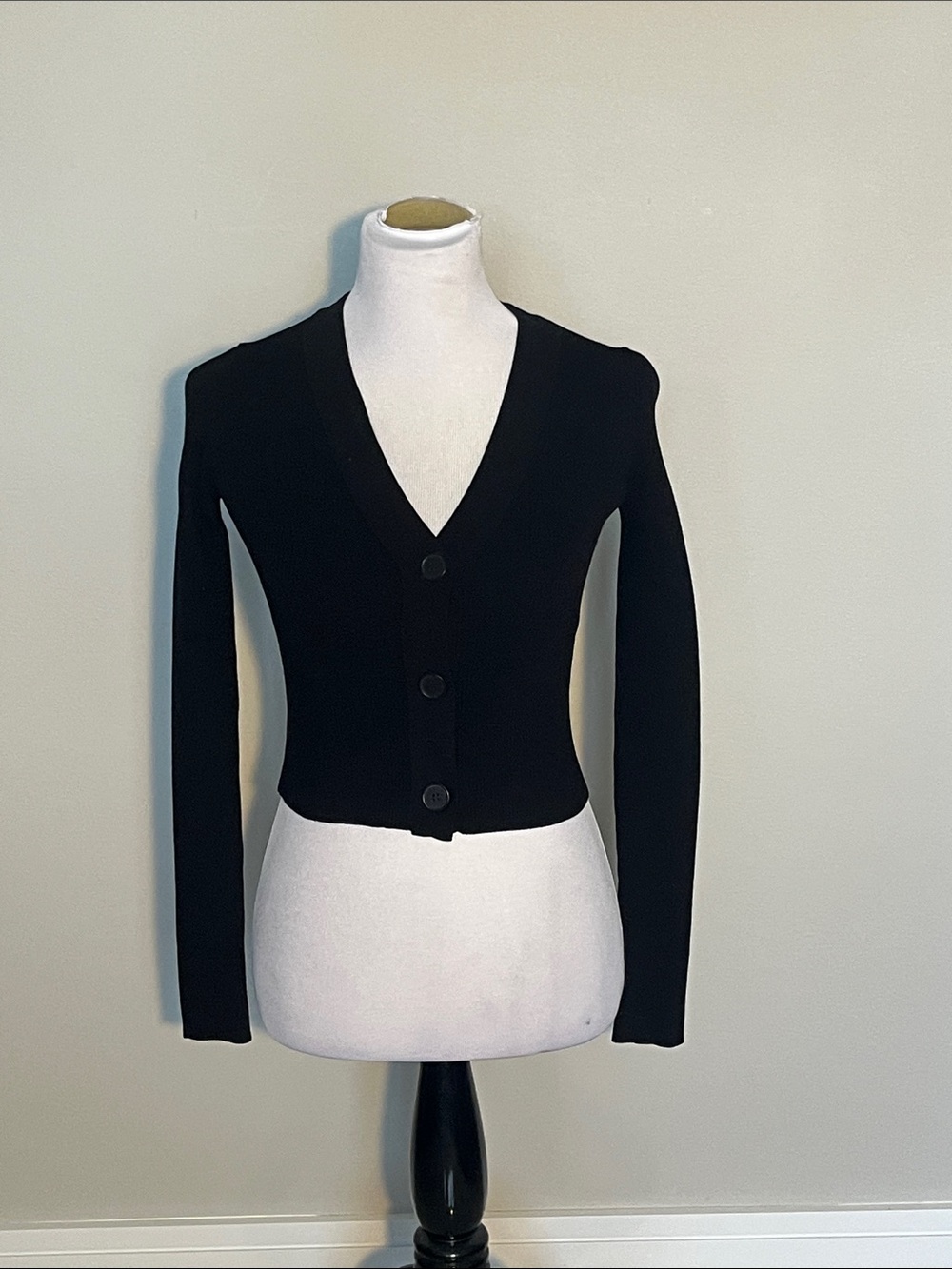 525 America Black V-Neck Button Front Slim Sweater